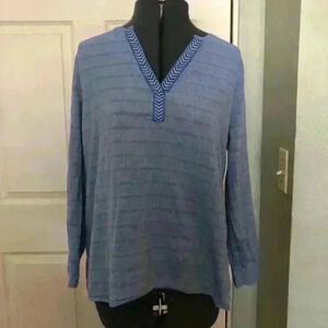 FADED GLORY FRENCH BLUE SUMMER TOP LONG SLEEVE LARGE
